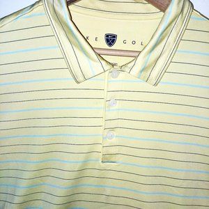 Nike Golf DriFitUV Yellow/Black/Blue Striped Sz XL